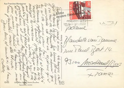 Cavalos nevados — Franches-Montagnes — Colophoto Édition Deriaz Baulmes n.º 13132 — Verso