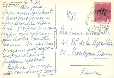 Ogólny widok jeziora Léman z Montreux i Vevey — Wydawnictwo ZED, nr 20/52 — Rewers