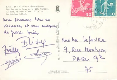 Jezioro Leman — Duży statek w odległości od francuskiej wybrzeża — Les Éditions J. GELLARD (Rhone) — Rewers