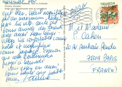 Lenzerheide-Valbella — Hotel Club Méditerranée com o Lenzerhorn — Farbrioto und Verlag, FW 251 — Verso