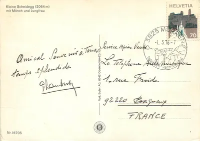 Kleine Scheidegg (2064 m) — z Mönchem i Jungfrau — Rud. Suter AG, n°16705 — Rewers