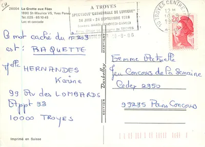 La Grotta delle Fée — Spettacolo 'Cattedrale della Luce' — Edizione Martigny — Verso