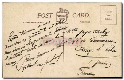 Galeria Narodowa, Plac Trafalgar, Londyn — widok z fontanną i lwami — seria 'National' M.&L.J.L. 7801 — Rewers