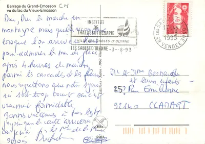 Zamknięcie Wielkiego Emosson — widok z jeziora Starego Emosson — Wydawnictwo Jubin — 1963 — Rewers