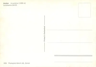 Amden Arvenbül (1256 m) — Leistkamm-Skilift — Photoglob-Wehrli AG, Zürich n°5723 — Rewers