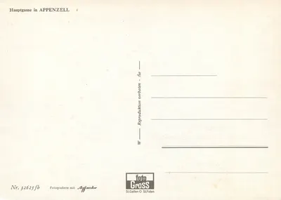 Hauptgasse w Appenzell — główna ulica — Foto Gross, St. Gallen O St. Fiden, nr 32625fb — Rewers
