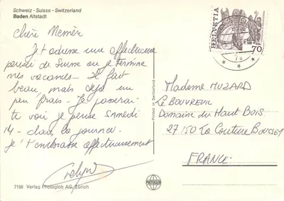 Baden Altstadt — vista panorâmica — Verlag Photoglob AG, Zürich, n°7186 — Verso