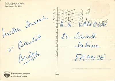 Basel — Pozdrowienie z Bazylei — Hans Frey, n°709 — Rewers