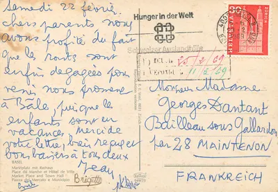 Mercado de Basel — Praça do Mercado e Prefeitura — editor Krüger n°23 — Verso