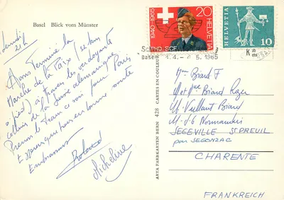 Basel — Widok na Münster — wydawca ARTA FARBKARTEN BERN — Rewers