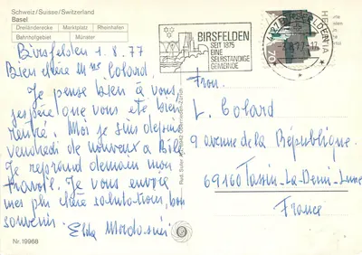 Basel — vista aérea da cidade e do rio Reno — editor Nr. 19968 — Verso