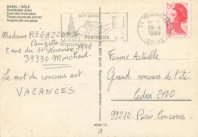 Basel / Bâle — Moneta trzech krajów — Most Pontarlier AG — Rewers