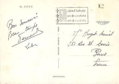 Berne — vista panorâmica com os ursos e a torre da igreja — Éditions Mexichrome — Verso
