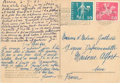 Käfigturm i fontanna Anna-Seiler — Bern — wydawca Krüger n° 948/7 — Rewers