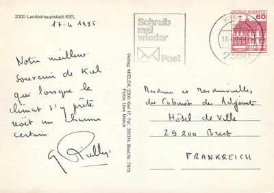 Kiel — widok panoramiczny i port — wydawca MIELCK, nr 7678 — Rewers