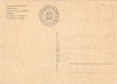 Sypialnia w Zameku Linderhof — wydawca Schöning & Co., Linderhof — Rewers