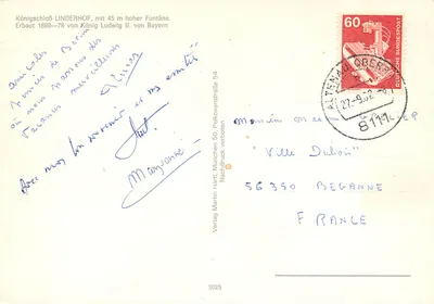 Königschloß LINDERHOF — z fontanną o wysokości 45 m — wydawca Verlag Martin Härting, nr 5025 — Rewers