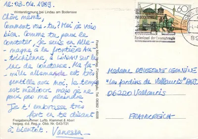 Lindau — vista aérea nevada e nebulosa — Franz Milz-Verlag, Füssen — Verso