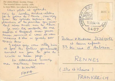 Os rochedos de Lorelei — O Reno — editor RHC 4 — Verso