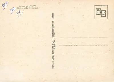Kościół Świętego Jerzego w Lübecku — wydawca: Schöning & Co, nr 1047 — Rewers