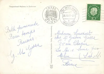 Tropeninsel Mainau im Bodensee — widok z promenady — wydawca Bernadotte, n° 094 — Rewers