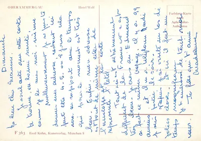 Hotel Wolf — Oberammergau — Emil Kohn, München 8 — Verso