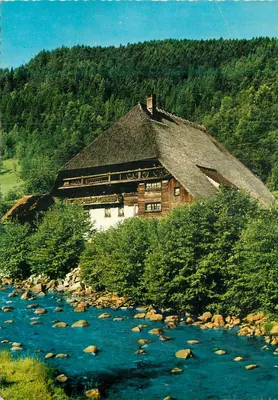 Casa de palha à beira de um riacho — Schwarzwald — editor Krüger, n° 1036/18