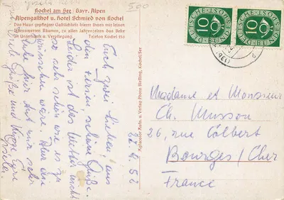 Schmied von Kochel — Alpengasthof u. Hotel — Verlag Photo Bleifling, Kochel — Verso