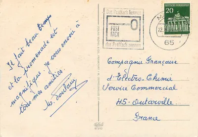 Widok z Mainzu — Katedra i figura Gutenberga — wydawca Verlag Michel & Co. — Rewers