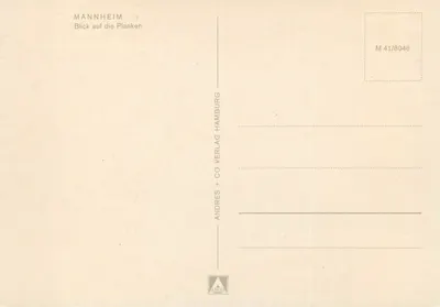 Mannheim — Widok na ulicę Planken — Andres + Co Verlag Hamburg, n° M 41/8046 — Rewers