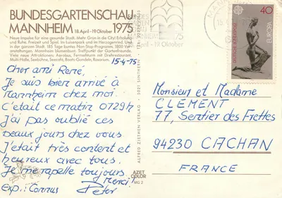Mannheim — Miasto Festiwalu Ogrodów 1975 — Alfred Ziehten Verlag — Rewers