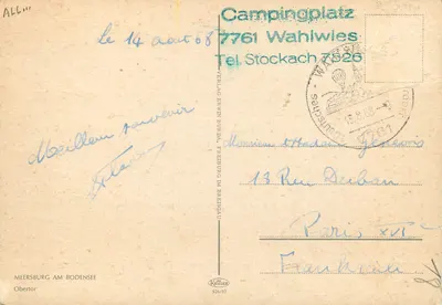 Büren — rua estreita com torre e balcão florido — Verlag Erwin Burda, Freiburg im Breisgau — Verso
