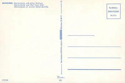 Munich, Marienplatz i Altes Rathaus — GRAFICOR, seria 51913-B — Rewers