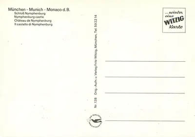 Zamek Nymphenburg — Monachium — wydawca Witzig, nr 128 — Rewers