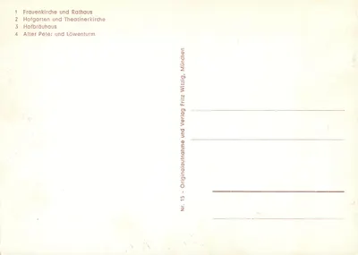 MÜNCHEN — Widok panoramiczny — Verlag Fritz Witzig, München, n°15 — Rewers