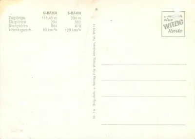 Munich – S-Bahn i U-Bahn – wydawca Witzig, nr 592214 — Rewers