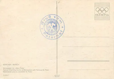 Marienplatz — typowa scena z Altem Peter — wydawca Krüger, n° 31924.7 — Rewers