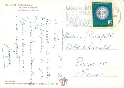 MÜNCHEN Nationaltheater — Teatr Narodowy — wydawca Lengauer, nr 885a — Rewers