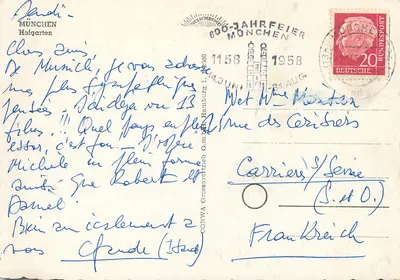 Munique - Hofgarten — 600-Jahrfeier Munique 1958 — editor CONWA Grossenried — Verso