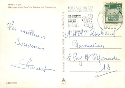 Munich — widok z « Alten Peter » na Rathaus i Frauenkirche — Hans Andres Verlag, n° M 186/4022 — Rewers