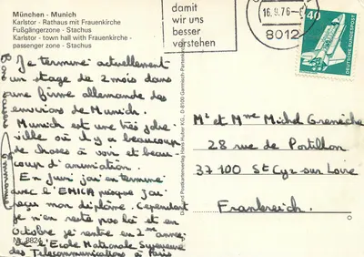 Munique — Grüss aus München — editor Dürnd Postkartenverlag Hans Huber KG, n° 8824 — Verso