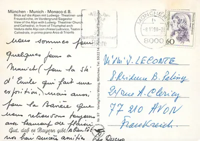 Munich - Widok na Alpy z Frauenkirche i Arc de Triomphe - Verlag Fritz Witzig, n° 97 — Rewers