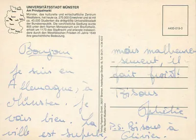 Münster — Cidade Universitária de Münster — Verlag Papeterie GmbH — Verso