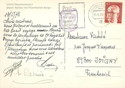 Schloss Neuschwanstein — contra as Alpes e os montes Thannheimer — Photo-Verlag H. Kronburger, n° 16 F — Verso