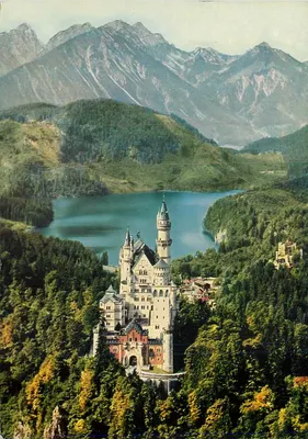 Castelo de Neuschwanstein — vista panorâmica — editor M. Herpich & Sohn, n° 744