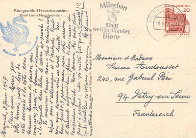 Castelo de Neuschwanstein — Alemanha — editor Schloss Neuschwanstein, n° 744 — Verso