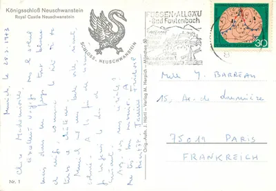 Zamek Neuschwanstein — Niemcy — J. Härli – Nr. 1 — Rewers