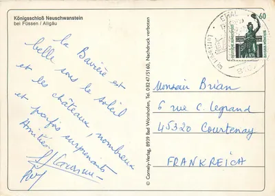 Castelo de Neuschwanstein — Baviera — editor Cornely-Verlag, n° 8939 — Verso
