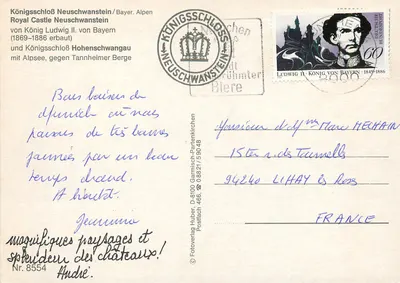 Castelo de Neuschwanstein — Alpes bávaros — Fotoverlag Huber, n° 8554 — Verso