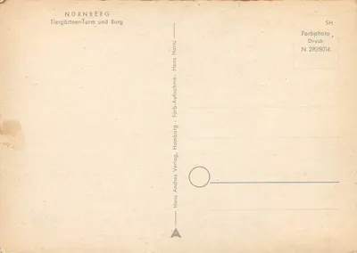 Nuremberg — Torre do Jardim Zoológico e Castelo — Hans Hartiz — Verso